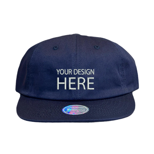 Custom Embroidered Navy Flat Brim Baseball Hat