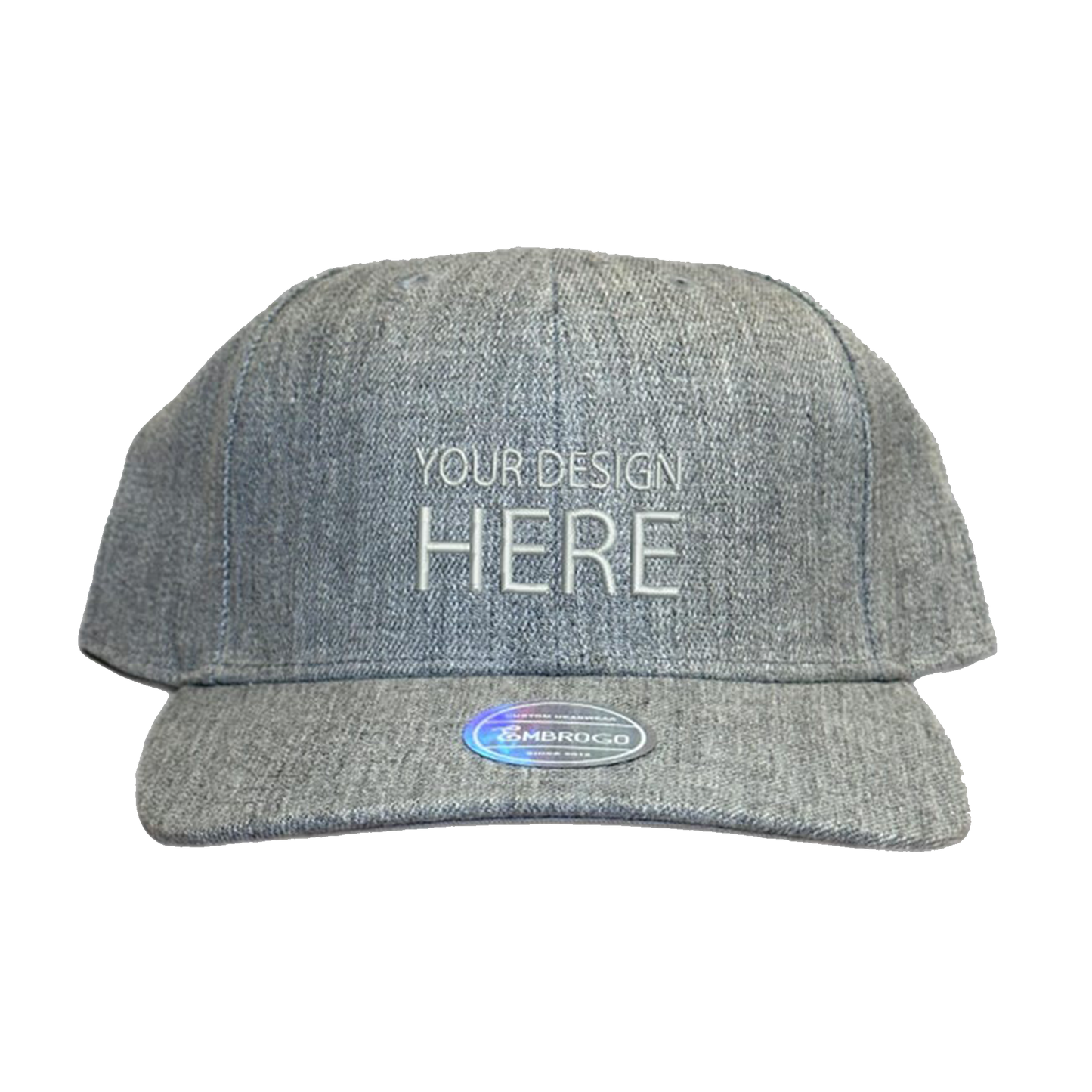 Custom Embroidered Heather Grey Snapback Cap