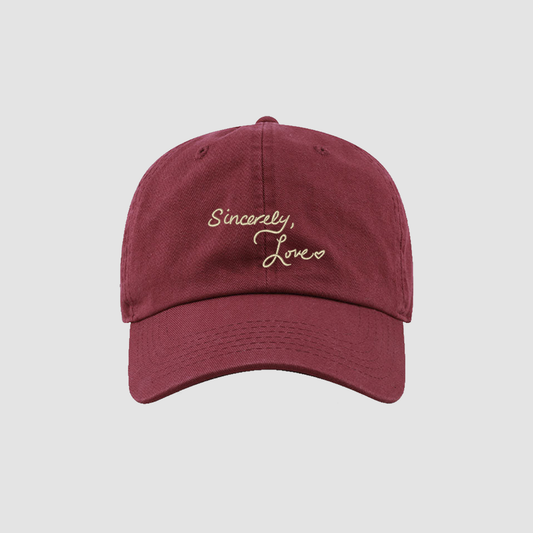 Sincerely, LOVE. Maroon / Cream Dad Hat [I LIKE YOU]