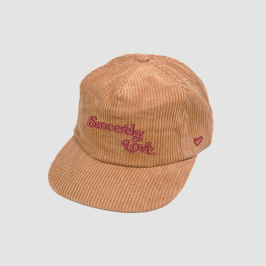 Sincerely, LOVE. Khaki / Maroon Corduroy Snapback [I LIKE YOU]